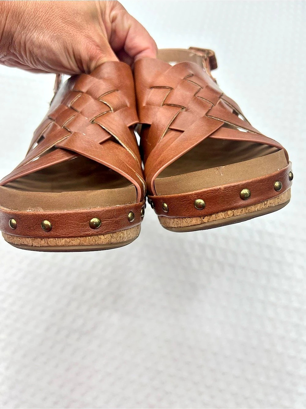 Corky's Woven Cork Wedge Sandals Brown US 8 - Picture 3 of 8